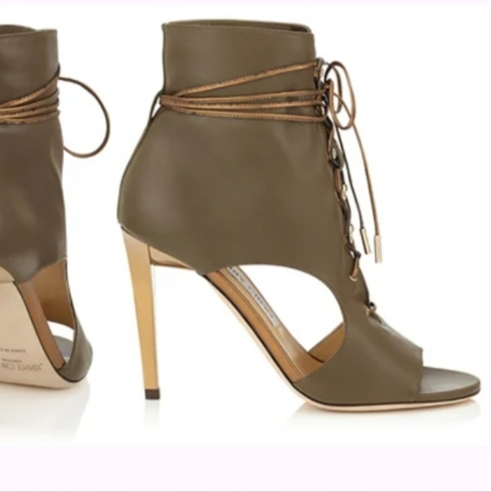 Jimmy Choo Minka Leather Lace Up Heeled Booties